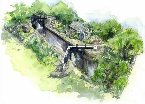 Tere tulemast Yorkshire'i aeda, näituseaeda, kujundanud Mark Gregory, sponsoriks Welcome to Yorkshire, RHS Chelsea Flower Show 2019