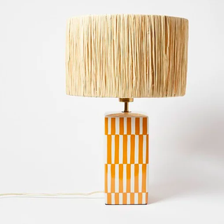 Ines Orange Raffia & keraamiline lamp