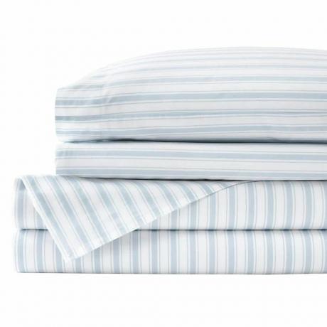 Percale Blue and White Stripe kuninganna linade komplekt